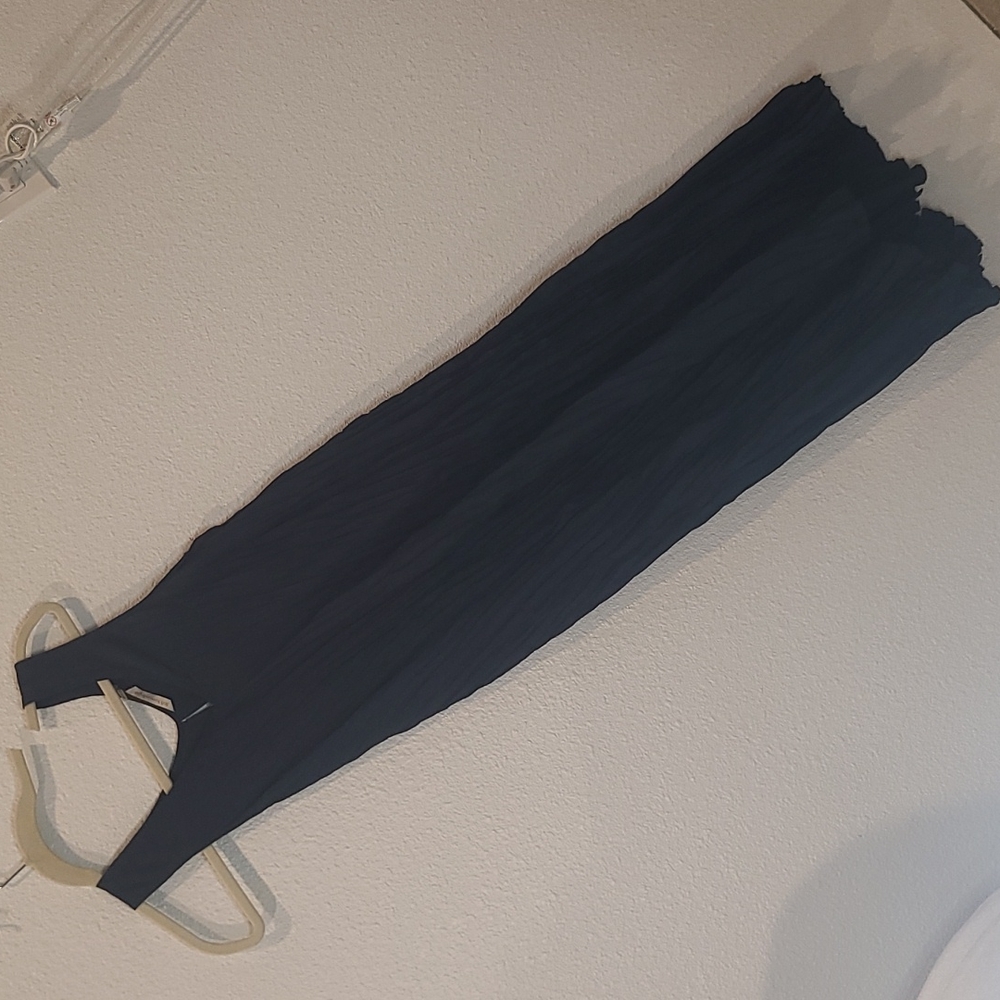 Soft Surroundings navy blue crinkle dress petite XS